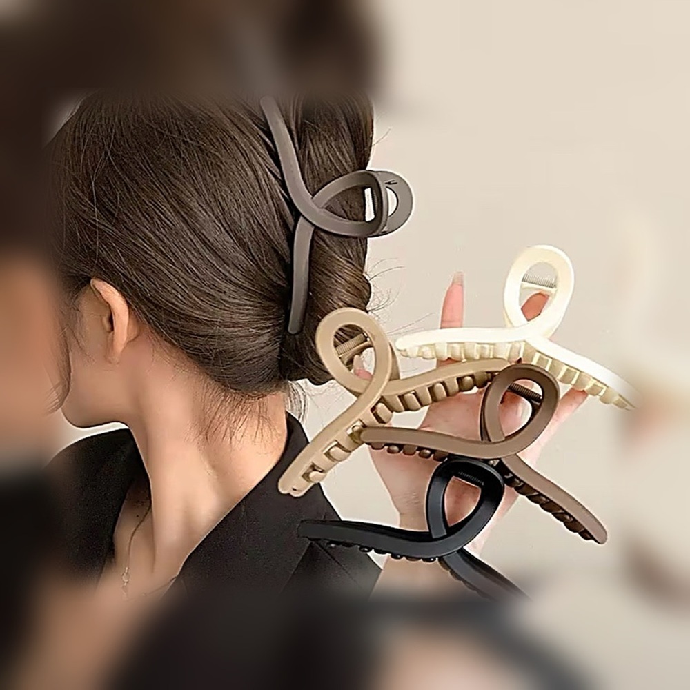 11pc Neutral Matte Claw Clip Bundle – Black Beige Brown Hair Clips Set - Picture 6 of 7